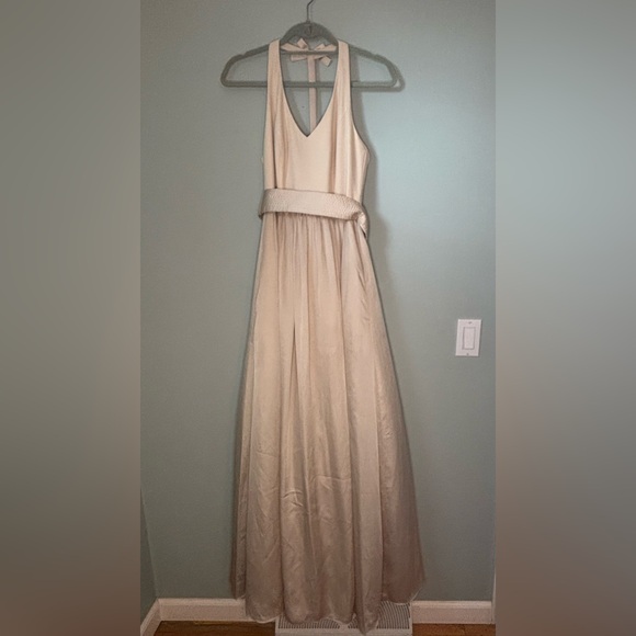 White by Vera Wang Halter V-Neck Bridesmaids Prom Bow Dress with Sash - Size 4 - Picture 5 of 8